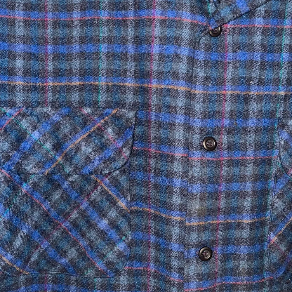 Pendleton Flannel Navy Blue w Pockets Men's XL 100% Pure Virgin Wool - Picture 3 of 5